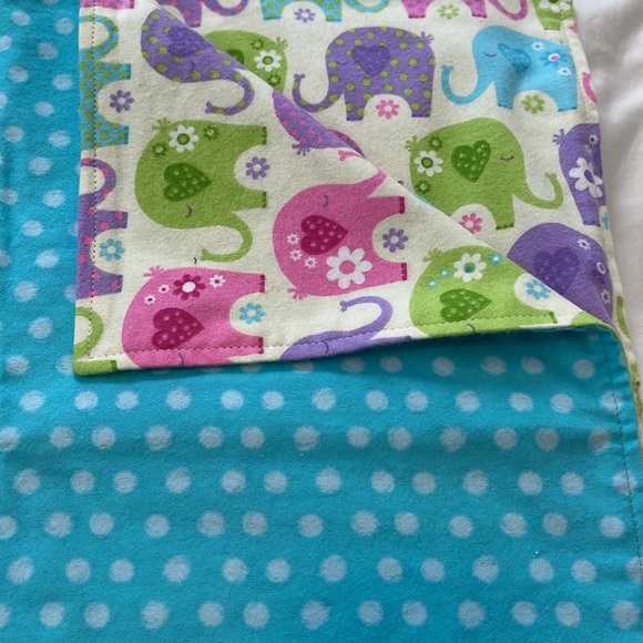 Multi colored elephants flannel baby receiving blanket - Picture 7 of 8